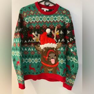 Celebrate Together Reindeer Christmas Sweater Unisex Size large Holiday Party